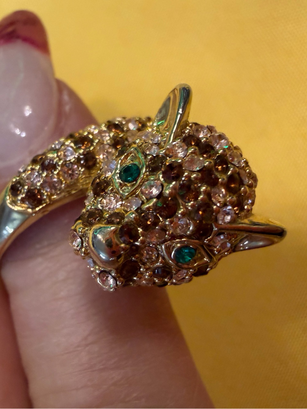 Park Lane Gold-Tone Leopard Head Sparkle Ring – Size 8